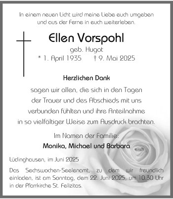 Anzeige von Ellen Vorspohl 