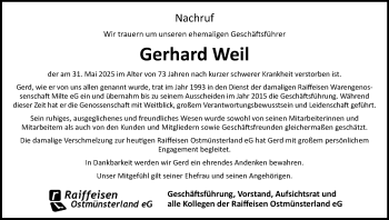 Anzeige von Gerhard Weil 