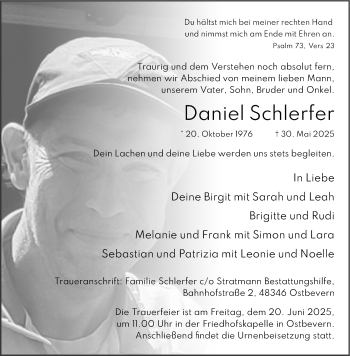 Anzeige von Daniel Schlerfer 