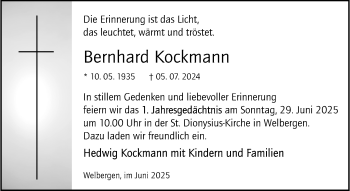 Anzeige von Bernhard Kockmann 