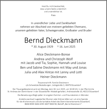 Anzeige von Bernd Dieckmann 