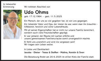 Anzeige von Udo Ohms 