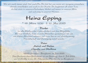Anzeige von Heinz Epping 