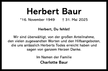 Anzeige von Herbert Baur 
