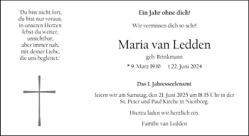 Anzeige von Maria van Ledden 
