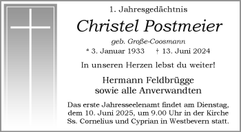 Anzeige von Christel Postmeier 