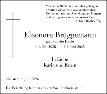 Anzeige von Eleonore Brüggemann 