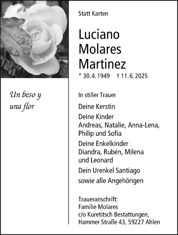 Anzeige von Luciano Molares Martinez 