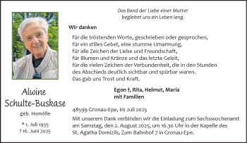 Anzeige von Alwine Schulte-Buskase 