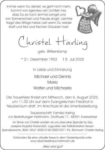 Anzeige von Christel Harling 