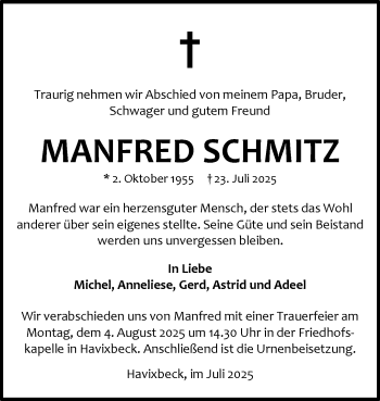 Anzeige von Manfred Schmitz 
