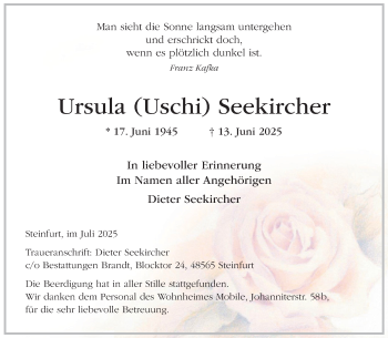 Anzeige von Ursula Seekircher 