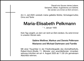 Anzeige von Maria-Elisabeth Pelkmann 