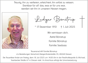 Anzeige von Ludger Bönstrup 
