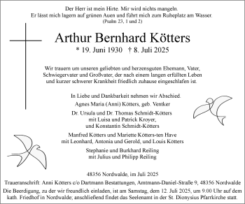 Anzeige von Arthur Bernhard Kötters 