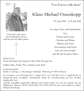 Anzeige von Klaus-Michael Ossenkopp 