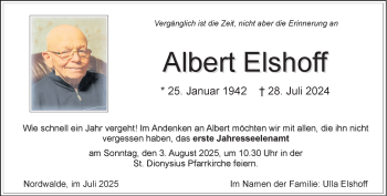 Anzeige von Albert Elshoff 