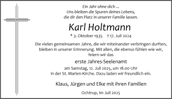Anzeige von Karl Holtmann 