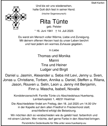 Anzeige von Rita Tünte 