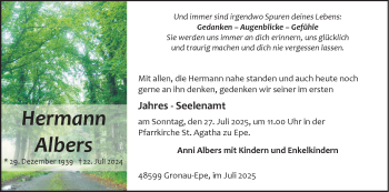 Anzeige von Hermann Albers 