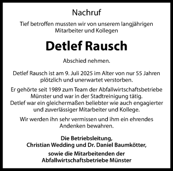 Anzeige von Detlef Rausch 