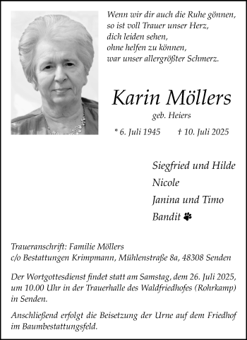 Anzeige von Karin Möllers 