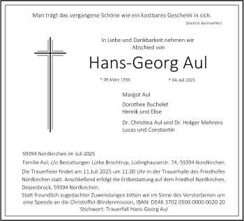 Anzeige von Hans-Georg Aul 