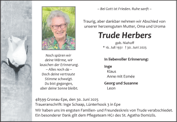 Anzeige von Trude Herbers 