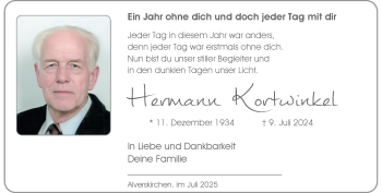Anzeige von Hermann Kortwinkel 