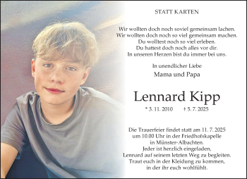 Anzeige von Lennard Kipp 