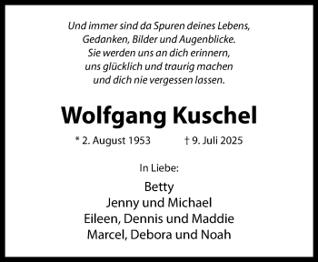 Anzeige von Wolfgang Kuschel 