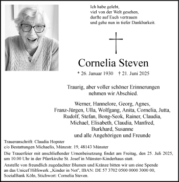 Anzeige von Cornelia Steven 