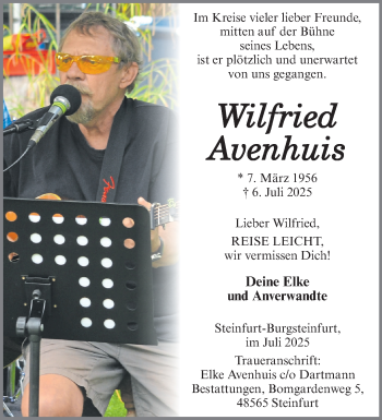 Anzeige von Wilfried Avenhuis 