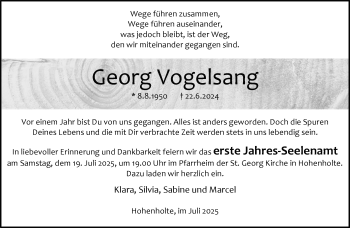 Anzeige von Georg Vogelsang 