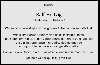 Anzeige von Ralf Heitzig 