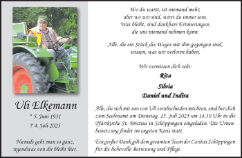 Anzeige von Uli Elkemann 
