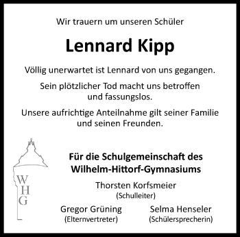 Anzeige von Lennard Kipp 