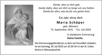 Anzeige von Maria Schäper 