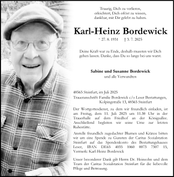 Anzeige von Karl-Heinz Bordewick 