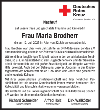 Anzeige von Maria Brodherr 