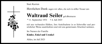 Anzeige von Waltraud Seiler 