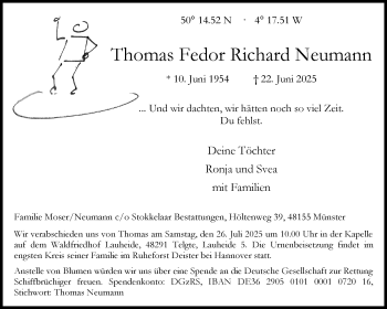 Anzeige von Thomas Fedor Richard Neumann 