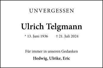 Anzeige von Ulrich Telgmann 