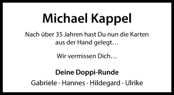 Anzeige von Michael Kappel 