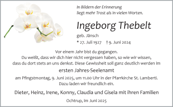 Anzeige von Ingeborg Thebelt 