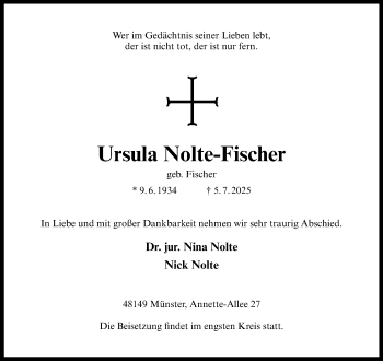Anzeige von Ursula Nolte-Fischer 