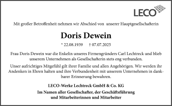 Anzeige von Doris Dewein 