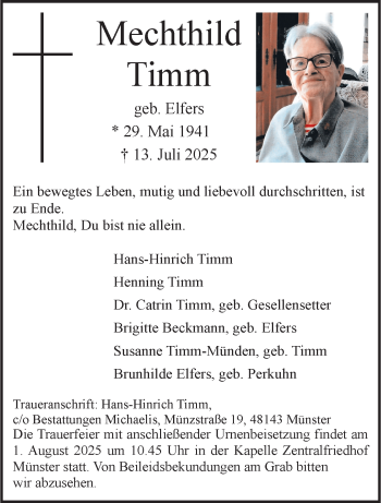 Anzeige von Mechthild Timm 