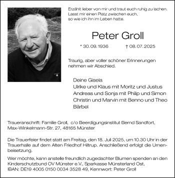 Anzeige von Peter Groll 