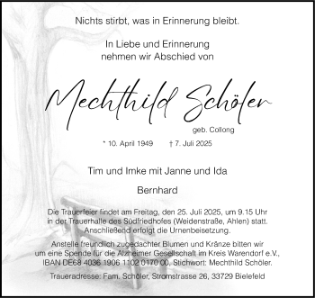 Anzeige von Mechthild Schöler 